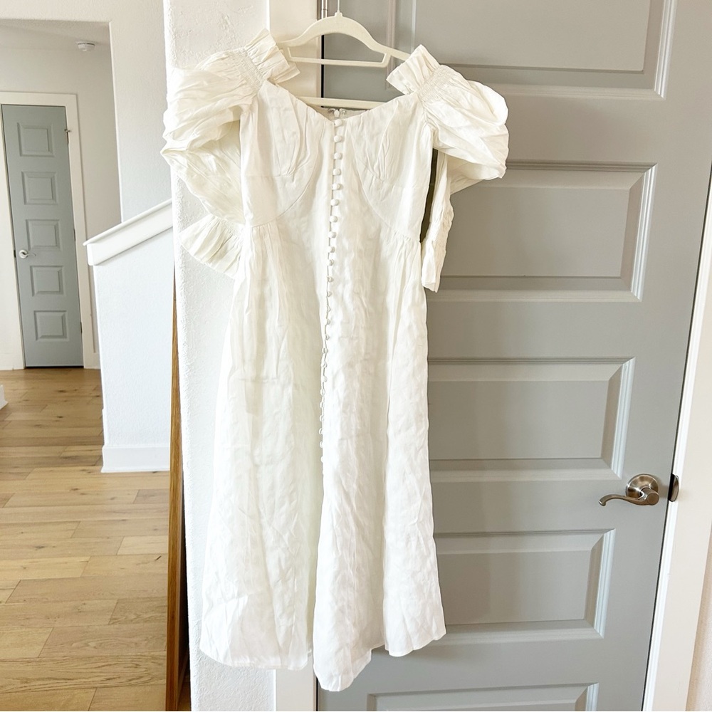 NWT Cult Gaia Simona Off Shoulder Button Front Linen Midi Dress - Picture 4 of 7